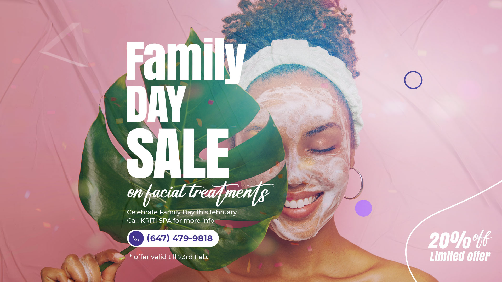 Family Day Facial Offer Discount Brampton