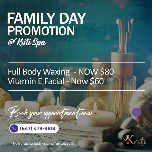 Family Day Waxing Facial Promotions Brampton