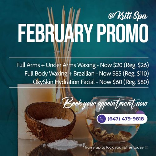 February Facial Waxing Promotions Brampton