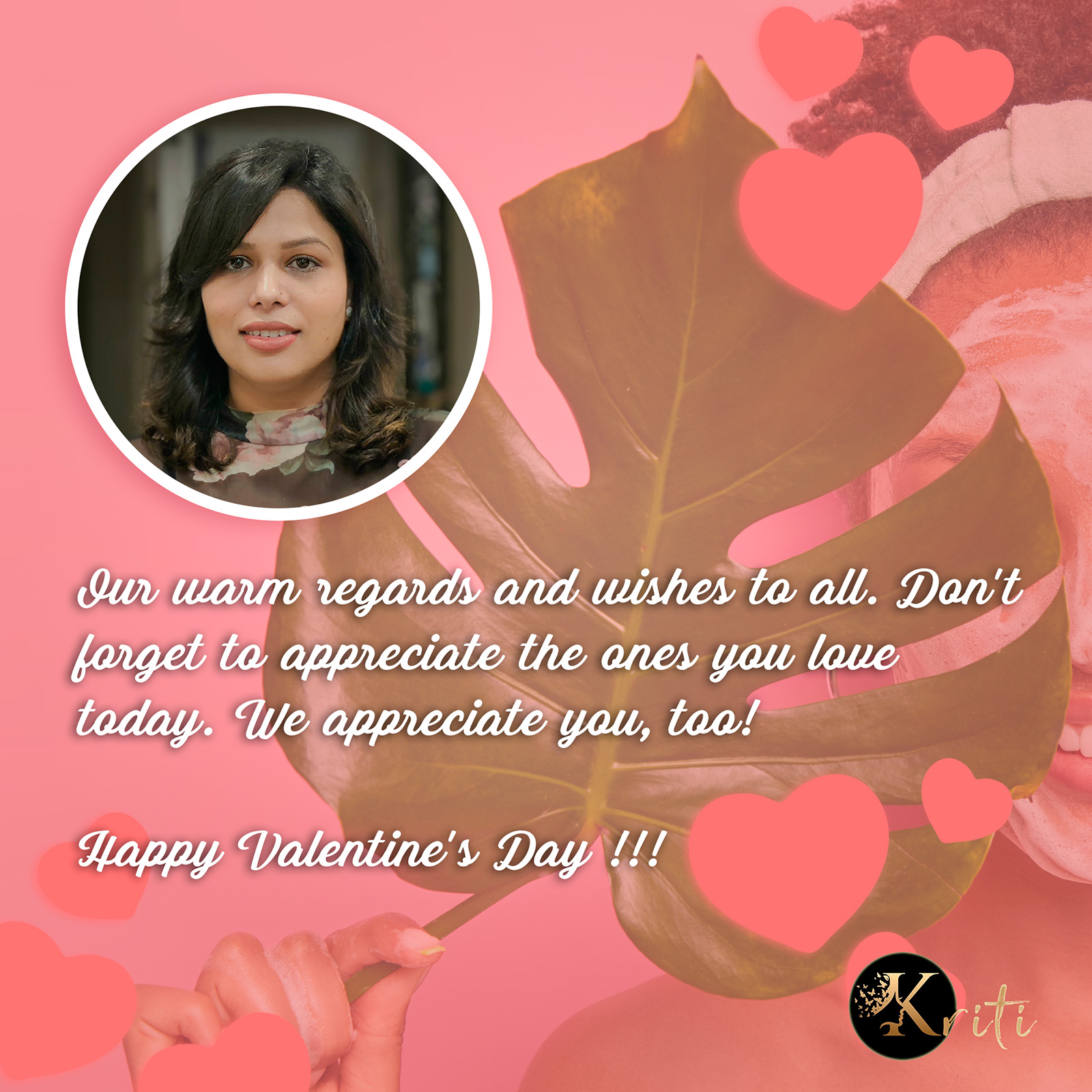 Valentine Day Wishes from Kriti's Salon in Brampton